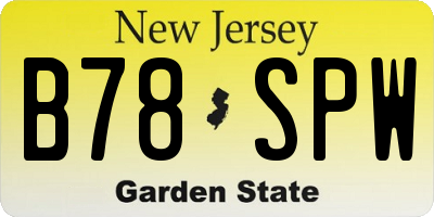 NJ license plate B78SPW