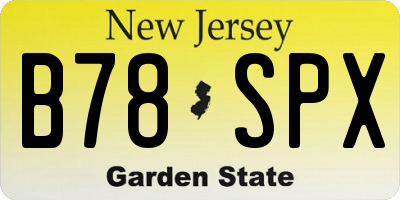 NJ license plate B78SPX