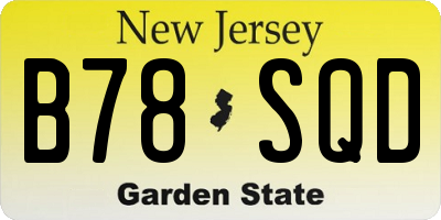NJ license plate B78SQD