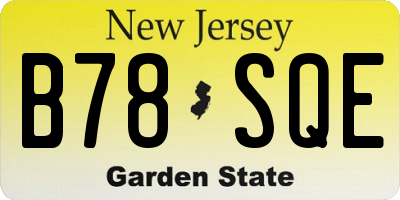 NJ license plate B78SQE