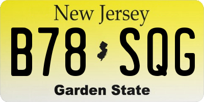 NJ license plate B78SQG
