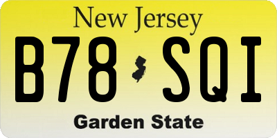 NJ license plate B78SQI