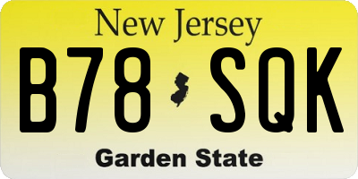 NJ license plate B78SQK