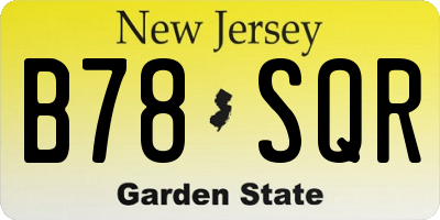 NJ license plate B78SQR
