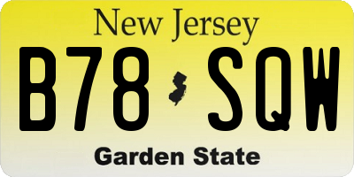 NJ license plate B78SQW