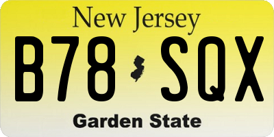 NJ license plate B78SQX