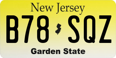 NJ license plate B78SQZ