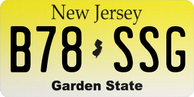 NJ license plate B78SSG