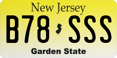NJ license plate B78SSS
