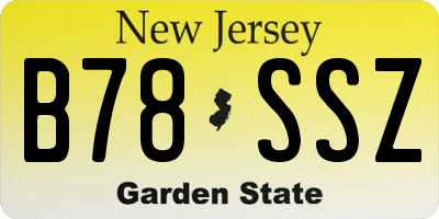 NJ license plate B78SSZ