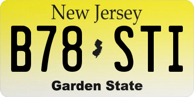 NJ license plate B78STI