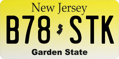 NJ license plate B78STK