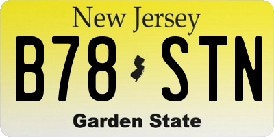 NJ license plate B78STN