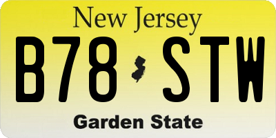 NJ license plate B78STW