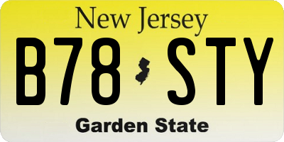 NJ license plate B78STY