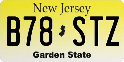 NJ license plate B78STZ