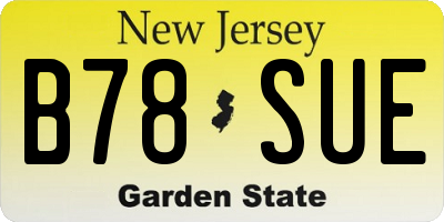 NJ license plate B78SUE