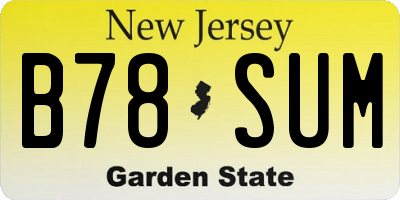 NJ license plate B78SUM