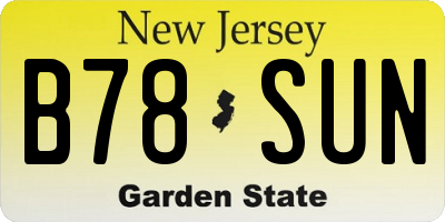 NJ license plate B78SUN