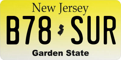 NJ license plate B78SUR