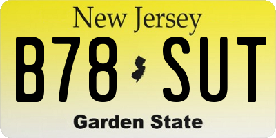 NJ license plate B78SUT