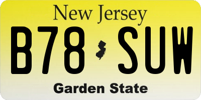 NJ license plate B78SUW