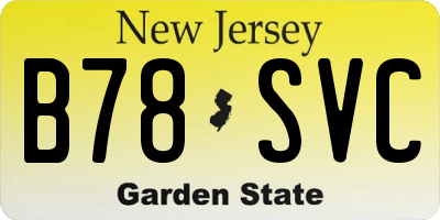NJ license plate B78SVC
