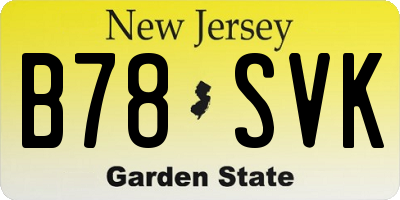 NJ license plate B78SVK
