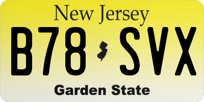NJ license plate B78SVX