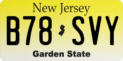 NJ license plate B78SVY