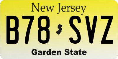 NJ license plate B78SVZ