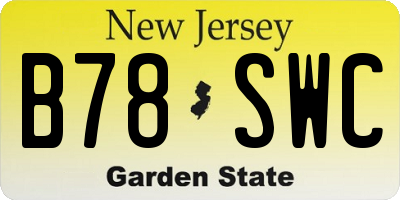 NJ license plate B78SWC