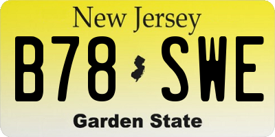 NJ license plate B78SWE