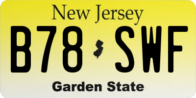 NJ license plate B78SWF