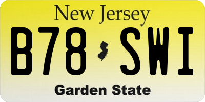 NJ license plate B78SWI