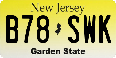 NJ license plate B78SWK