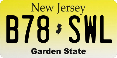 NJ license plate B78SWL