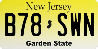 NJ license plate B78SWN