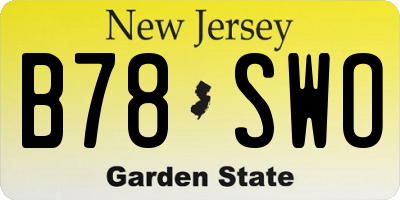 NJ license plate B78SWO