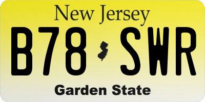 NJ license plate B78SWR