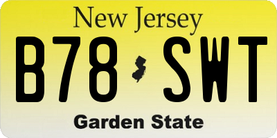NJ license plate B78SWT