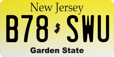 NJ license plate B78SWU