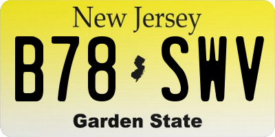 NJ license plate B78SWV