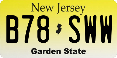 NJ license plate B78SWW