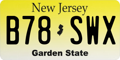 NJ license plate B78SWX