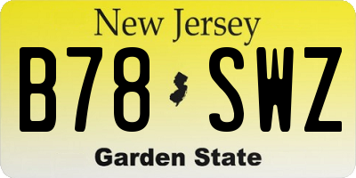 NJ license plate B78SWZ