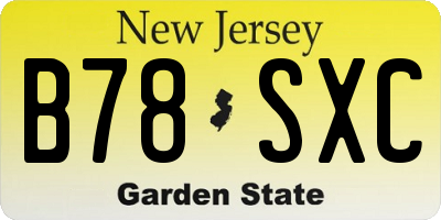 NJ license plate B78SXC