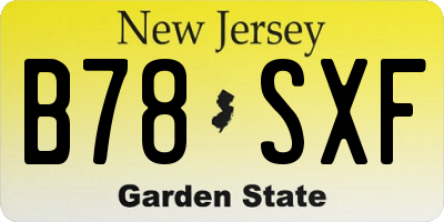 NJ license plate B78SXF
