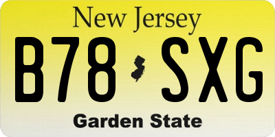 NJ license plate B78SXG
