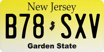 NJ license plate B78SXV